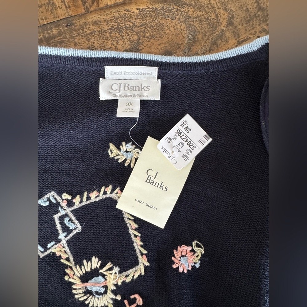 C.J. Banks Hand Embroidered Patchwork Cardigan Sweater 3X NWT - Picture 7 of 10